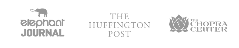 Elephant Journal logo,  The Huffington Post logo, The Chopra Center logo